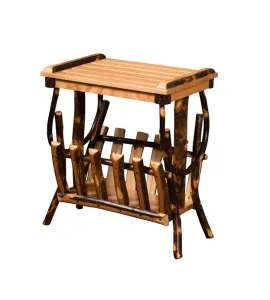 Hickory End Table with Magazine Rack