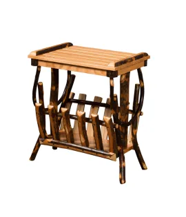 Hickory End Table with Magazine Rack