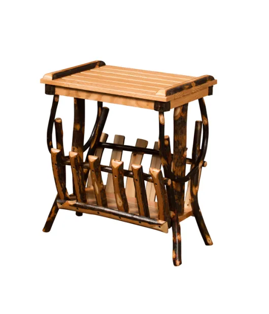 Hickory End Table with Magazine Rack