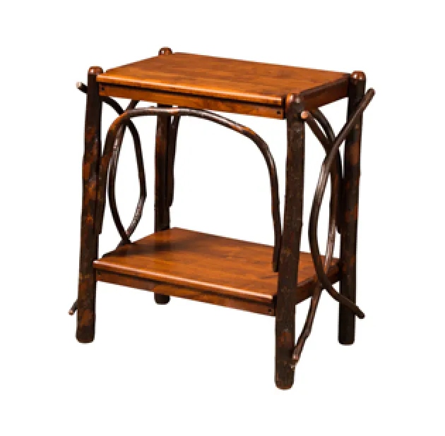 Hickory End Table with Solid Shelves