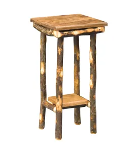Hickory End Table with Square Solid Top &amp; Shelf