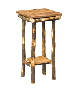 Hickory End Table with Square Solid Top &amp; Shelf