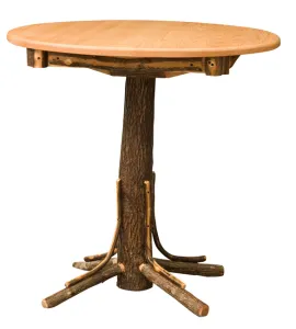 Hickory Round Top Pub Table with Square Skirting