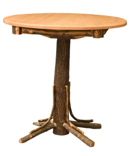 Hickory Round Top Pub Table with Square Skirting