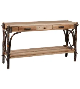 Hilltop Sofa Table Solid Shelves with 2 Drawers