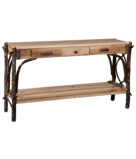 Hilltop Sofa Table Solid Shelves with 2 Drawers