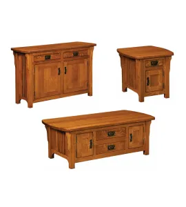 Craftsman Mission Cabinet Occasional Table Set