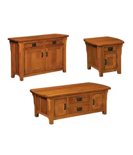 Craftsman Mission Cabinet Occasional Table Set