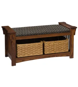 Mission Slat Bench with Baskets