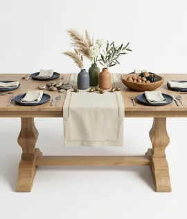 Jessica Double Pedestal Dining Table, Brown Maple, D22N11322 Granola QUICK SHIP - 30% Off or Best Offer