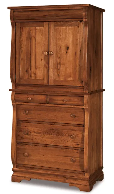 Chippewa Sleigh 5 Drawer 2 Door Armoire