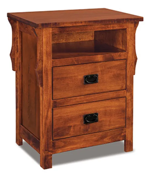 Stick Mission 2 Drawer Night Stand with Opening