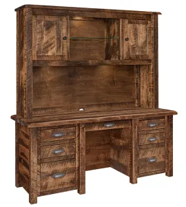 El Paso Double Pedestal Desk with Hutch