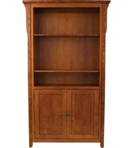 Boston Bookcase with Two Bottom Doors - QUICK SHIP