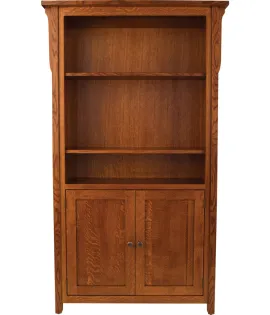 Boston Bookcase with Two Bottom Doors - QUICK SHIP