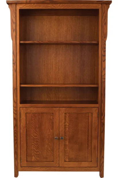 Boston Bookcase with Two Bottom Doors - QUICK SHIP