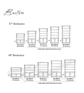 Boston Bookcase with Two Bottom Doors - QUICK SHIP