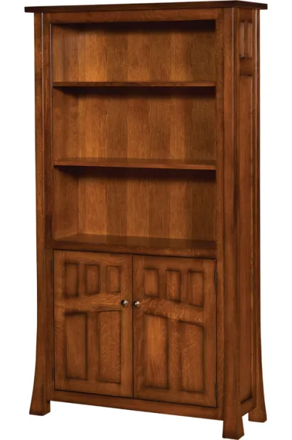 Bridgefort Mission Bookcase with Bottom Doors