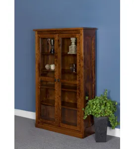 Freemont Mission Bookcase with Full Length Glass Doors