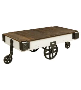 Mill Cart Coffee Table with Wheels