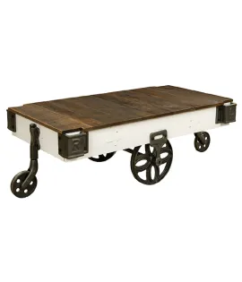 Mill Cart Coffee Table with Wheels