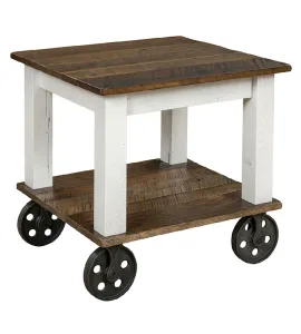 Mill Cart End Table with Wheels