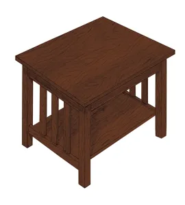 Mission End Table with Curved Legs and Slat Sides