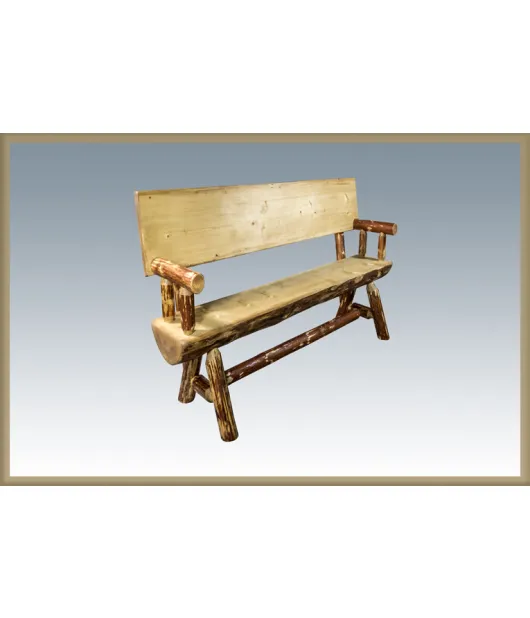 Glacier Country 4' Half Log Bench with Back & Arms