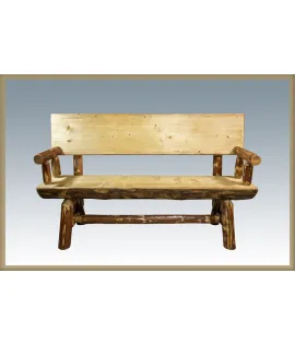 Glacier Country 5' Half Log Bench with Back &amp; Arms
