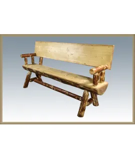 Glacier Country 6' Half Log Bench with Back &amp; Arms