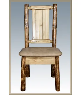 Glacier Country Side Chair with Upholstery and Laser Engraved Design