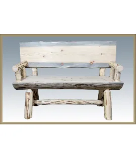 Montana 4' Half Log Bench with Back &amp; Arms