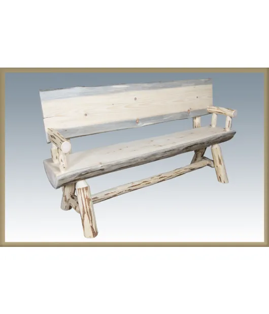 Montana 5' Half Log Bench with Back & Arms