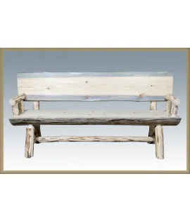 Montana 6' Half Log Bench with Back &amp; Arms