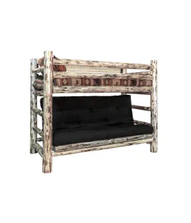 Montana Twin Bunk Bed over Futon Frame with Mattress