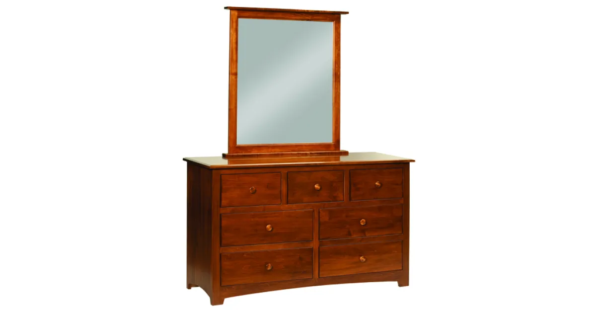 wood dresser and mirror Oak Park Cross Bar 7 Drawer Dresser & Mirror