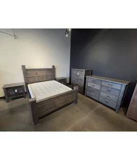 Queen Bed - Curly Maple, Antique Slate - QUICK SHIP