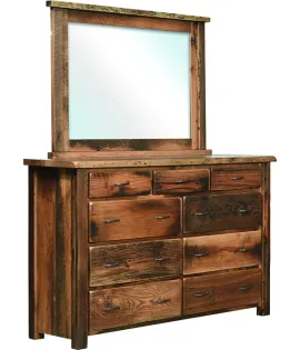 Reclaimed Post Mission 9 Drawer Dresser