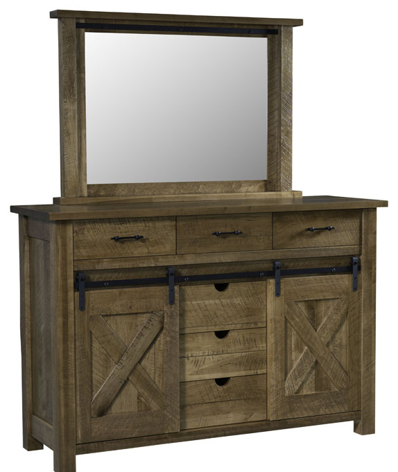 Glacier Dresser with 6 Drawer Behind Doors