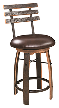 111 Round Bar Stool with Stave Back