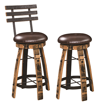 112 Round Bar Stool with Stave Back (Flat Steel)