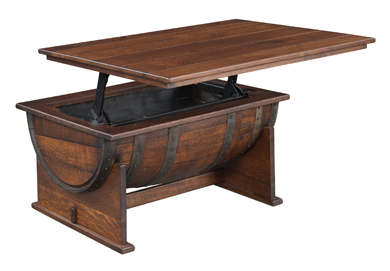 Deluxe Whiskey Barrel Lift Top Coffee Table