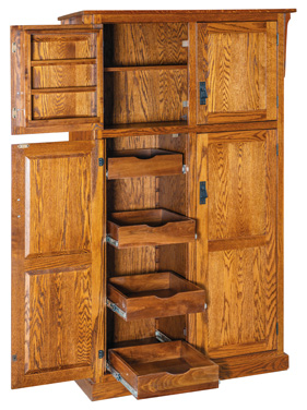 Spicy Mission 4 Door Pantry Cabinet with Rollout Shelves