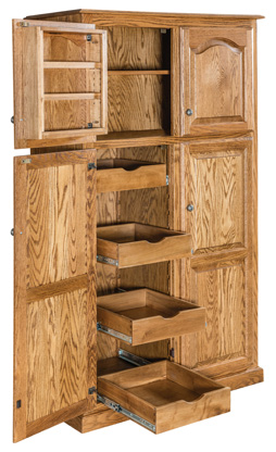 Spicy Lux Traditional Pantry Cabinet with Rollout Drawer