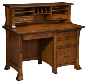 Breckenridge Single Pedestal Desk with Hutch