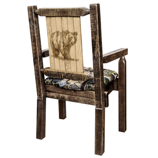 Homestead Captain's Chair with Upholstery and Laser Engraved Design