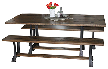 Cast Iron Dining Table with Bench Set
