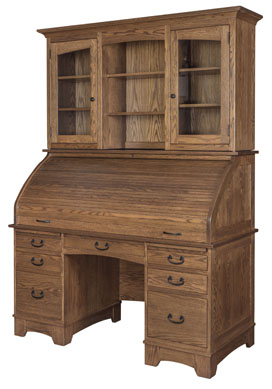 Noble Mission Rolltop Desk with Hutch
