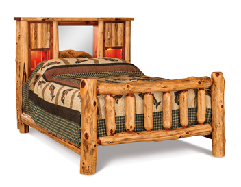 Fireside Rustic Bookcase Bed with Spindle Footboard