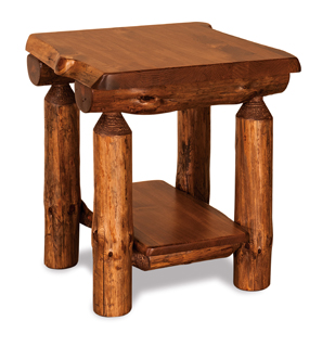 Fireside Rustic End Table with Shelf